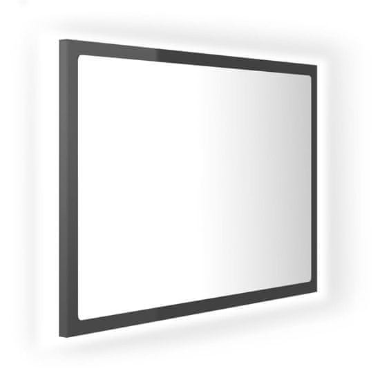 Vidaxl LED kúpeľňové zrkadlo lesklé sivé 60x8,5x37 cm drevotrieska