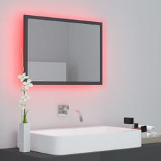 Vidaxl LED kúpeľňové zrkadlo lesklé sivé 60x8,5x37 cm drevotrieska