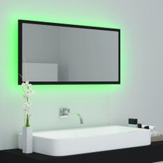 Vidaxl LED kúpeľňové zrkadlo čierne 90x8,5x37 cm drevotrieska