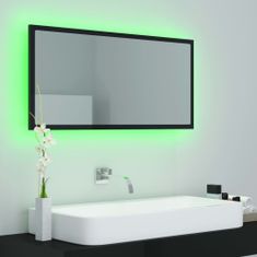 Vidaxl LED kúpeľňové zrkadlo vysoko lesklé čierne 90x8,5x37 cm drevotrieska