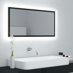 Vidaxl LED kúpeľňové zrkadlo vysoko lesklé čierne 90x8,5x37 cm drevotrieska