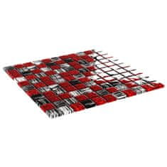 Vidaxl Mozaikové dlaždice 22 ks, čierno červené 30x30 cm, sklo