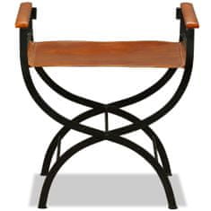 Vidaxl Skladacie stoličky 2 ks, čierno hnedé, pravá koža