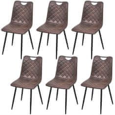 Vidaxl Jedálenské stoličky 6 ks, tmavohnedé, umelá koža