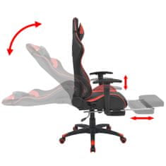 Vidaxl Sklápacie kancelárske kreslo s podnožkou, pretekársky dizajn, červené