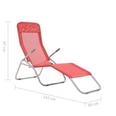 Vidaxl Skladacie záhradné ležadlá 2 ks, textilén, červené