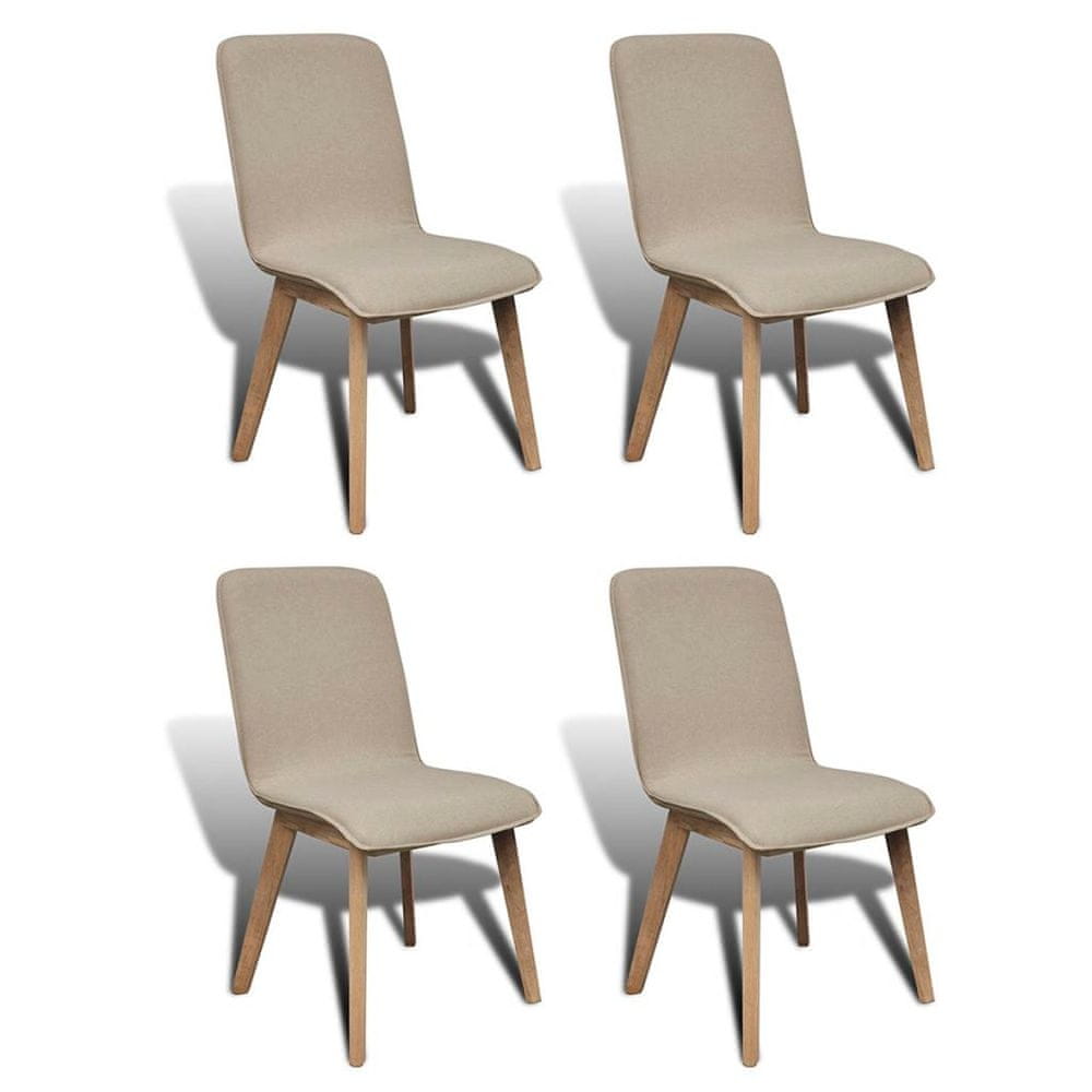 Petromila vidaXL Jedálenské stoličky 4 ks, béžové, látka a dubový masív