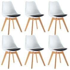 Vidaxl Jedálenská stolička 6 ks, bielo čierna, umelá koža