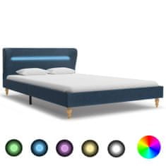 Vidaxl Rám postele s LED svetlom modrý látkový 140x200 cm