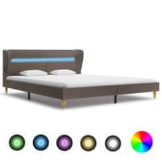 Vidaxl Rám postele s LED svetlom hnedosivý látkový 160x200 cm