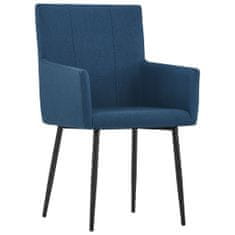 Vidaxl Jedálenské stoličky s opierkami 6 ks, modré, látka