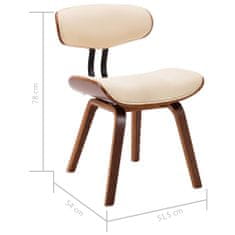 Vidaxl Jedálenské stoličky 6 ks krémové ohýbané drevo a umelá koža