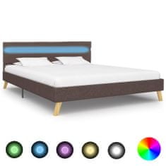 Vidaxl Rám postele s LED svetlom sivohnedý 140x200 cm látkový