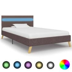 Vidaxl Rám postele s LED svetlom sivohnedý 100x200 cm látkový