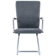 Vidaxl Jedálenské stoličky, perová kostra 4 ks, semišovo sivé, umelá koža