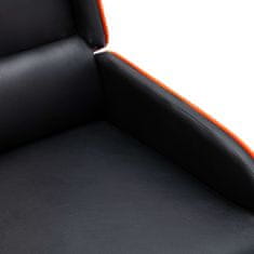Vidaxl Sklápacie masážne kreslo, čierno oranžové, umelá koža