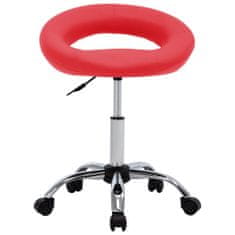 Vidaxl Pracovná stolička na kolieskach, červená, umelá koža