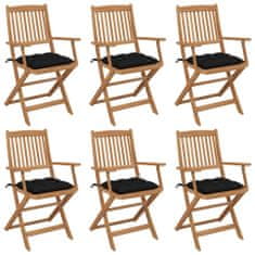Petromila vidaXL Skladacie záhradné stoličky so sedákmi 6 ks akáciový masív