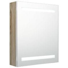 Petromila vidaXL LED kúpeľňová zrkadlová skrinka biela a dubová 50x14x60 cm