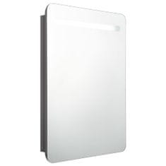 Vidaxl LED kúpeľňová zrkadlová skrinka žiarivá sivá 60x11x80 cm