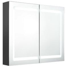 Vidaxl LED kúpeľňová zrkadlová skrinka sivá 80x12x68 cm