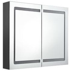 Vidaxl LED kúpeľňová zrkadlová skrinka sivá 80x12x68 cm