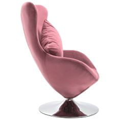 Vidaxl Otočná stolička v tvare vajca s vankúšom ružová zamatová