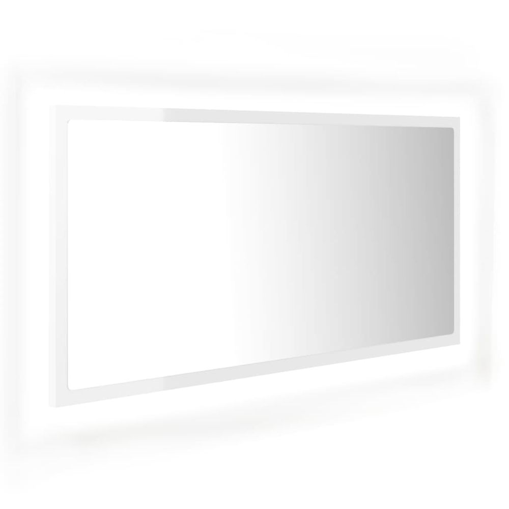 Vidaxl LED kúpeľňové zrkadlo lesklé biele 90x8,5x37 cm akryl