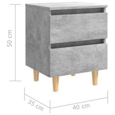 Petromila vidaXL Nočné stolíky, nohy z borovice 2 ks, betónovo sivé 40x35x50 cm