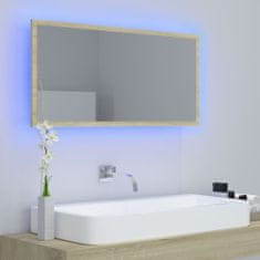 Vidaxl LED kúpeľňové zrkadlo farba dubu sonoma 90x8,5x37 cm drevotrieska