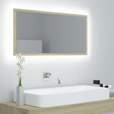 Vidaxl LED kúpeľňové zrkadlo farba dubu sonoma 90x8,5x37 cm drevotrieska