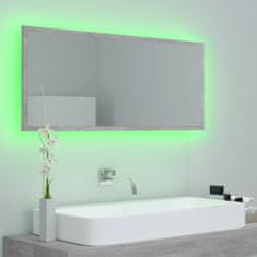 Vidaxl Kúpeľňové LED zrkadlo betónovo-sivé 100x8,5x37 cm drevotrieska