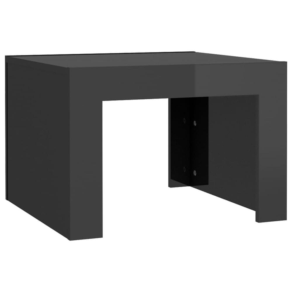 Vidaxl Konferenčný stolík lesklý sivý 50x50x35 cm drevotrieska