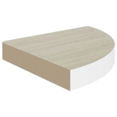 Vidaxl Nástenné rohové police 2 ks dub a biele 35x35x3,8 cm MDF