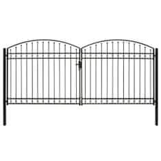 Vidaxl Dvojkrídlová plotová brána s oblúkom, oceľ 400x200 cm, čierna