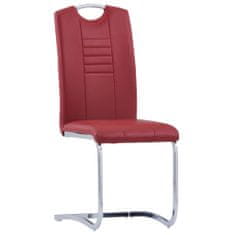 Vidaxl Jedálenské stoličky, perová kostra 2 ks, červené, umelá koža
