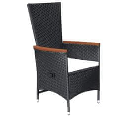 Vidaxl Vonkajšie stoličky 2 ks s podložkami, polyratan, čierne