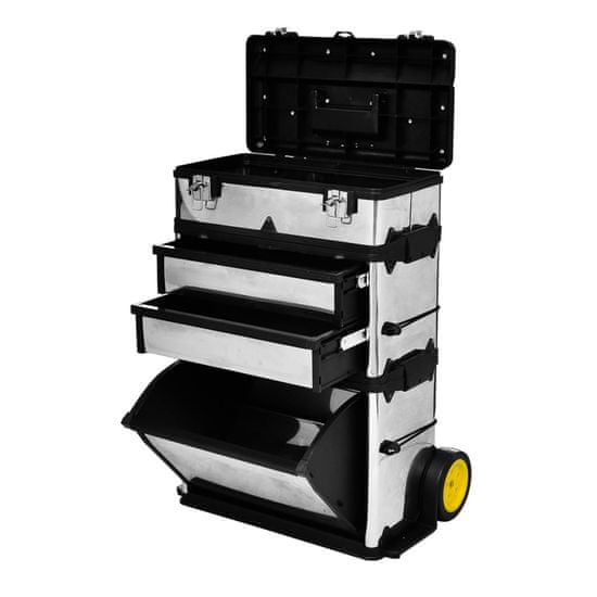 Vidaxl 3-dielny pojazdný box na náradie