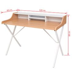 Vidaxl Pracovný stôl na PC s 2 zásuvkami, prírodné drevo