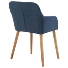 Vidaxl Jedálenské stoličky 4 ks, modré, látka a dubový masív