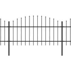 Vidaxl Záhradný plot s hrotmi, oceľ (1-1,25)x15,3 m, čierny