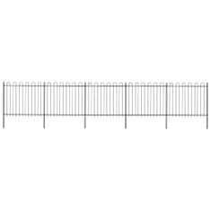Vidaxl Záhradný plot s oblúkovým zakončením, oceľ 8,5x1,5 m, čierny