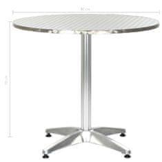 Petromila vidaXL Záhradný stôl, strieborný 80x70 cm, hliník