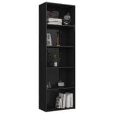 Vidaxl 5-poschodová knižnica lesklá čierna 60x30x189 cm drevotrieska