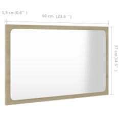 Vidaxl Kúpeľňové zrkadlo dub sonoma 60x1,5x37 cm drevotrieska