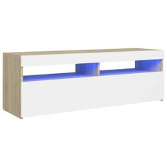 Vidaxl TV skrinka s LED svetlami biela a dub sonoma 120x35x40 cm