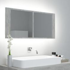 Petromila vidaXL LED kúpeľňová zrkadlová skrinka betónová sivá 100x12x45cm akryl