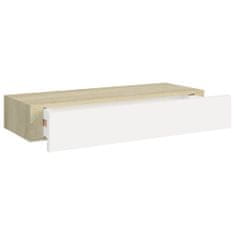 Petromila vidaXL Zásuvkové police nástenné 2 ks dubové a biele 60x23,5x10cm MDF