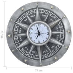 Vidaxl 321476 Wall Clock Silver 79 cm MDF and Metal