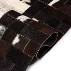 Vidaxl Koberec z kúskov pravej kože, 160x230 cm, štvorcový, čierno-biely
